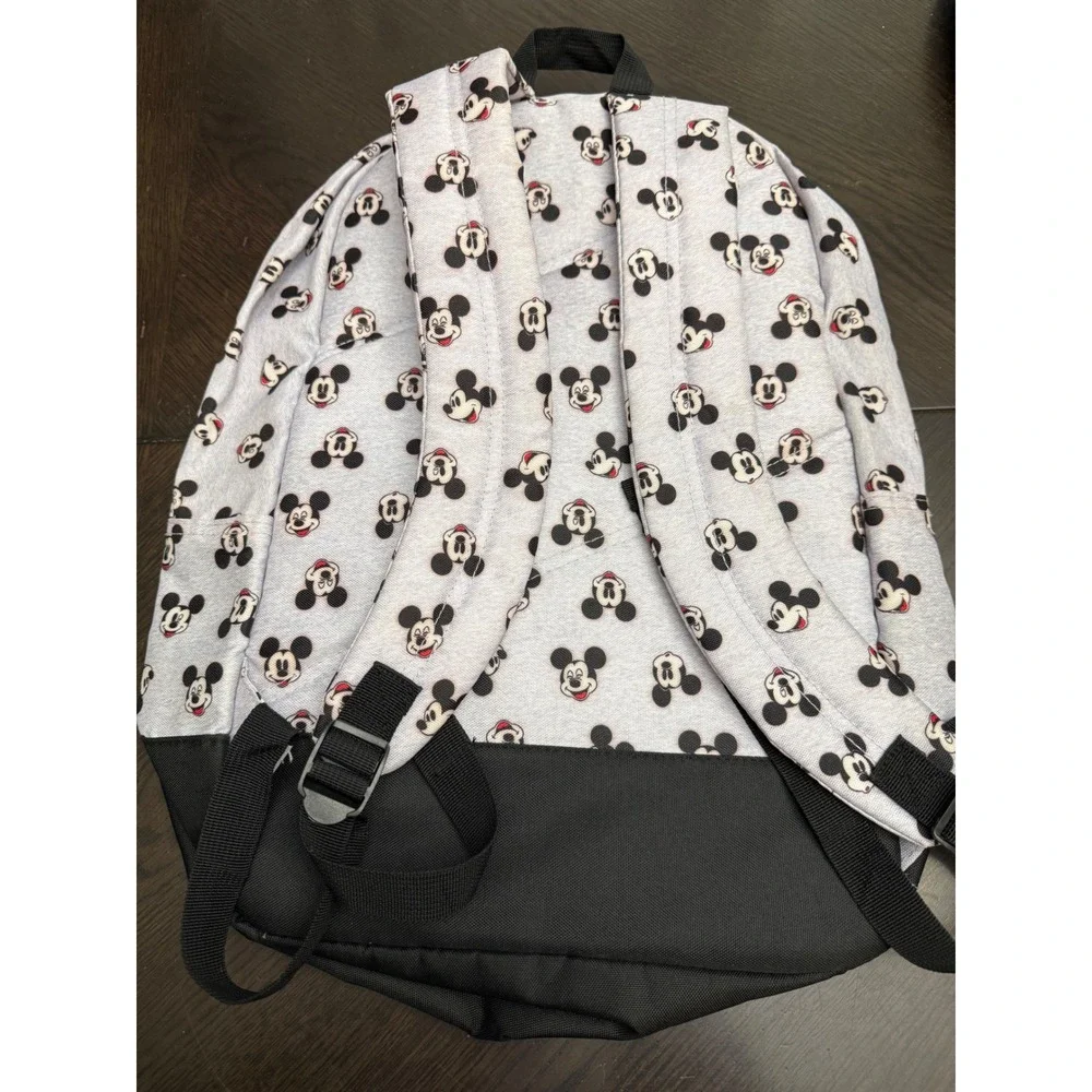Disney Mickey Mouse All Over Print Backpack Grey Black Canvas‎ School Travel Bag